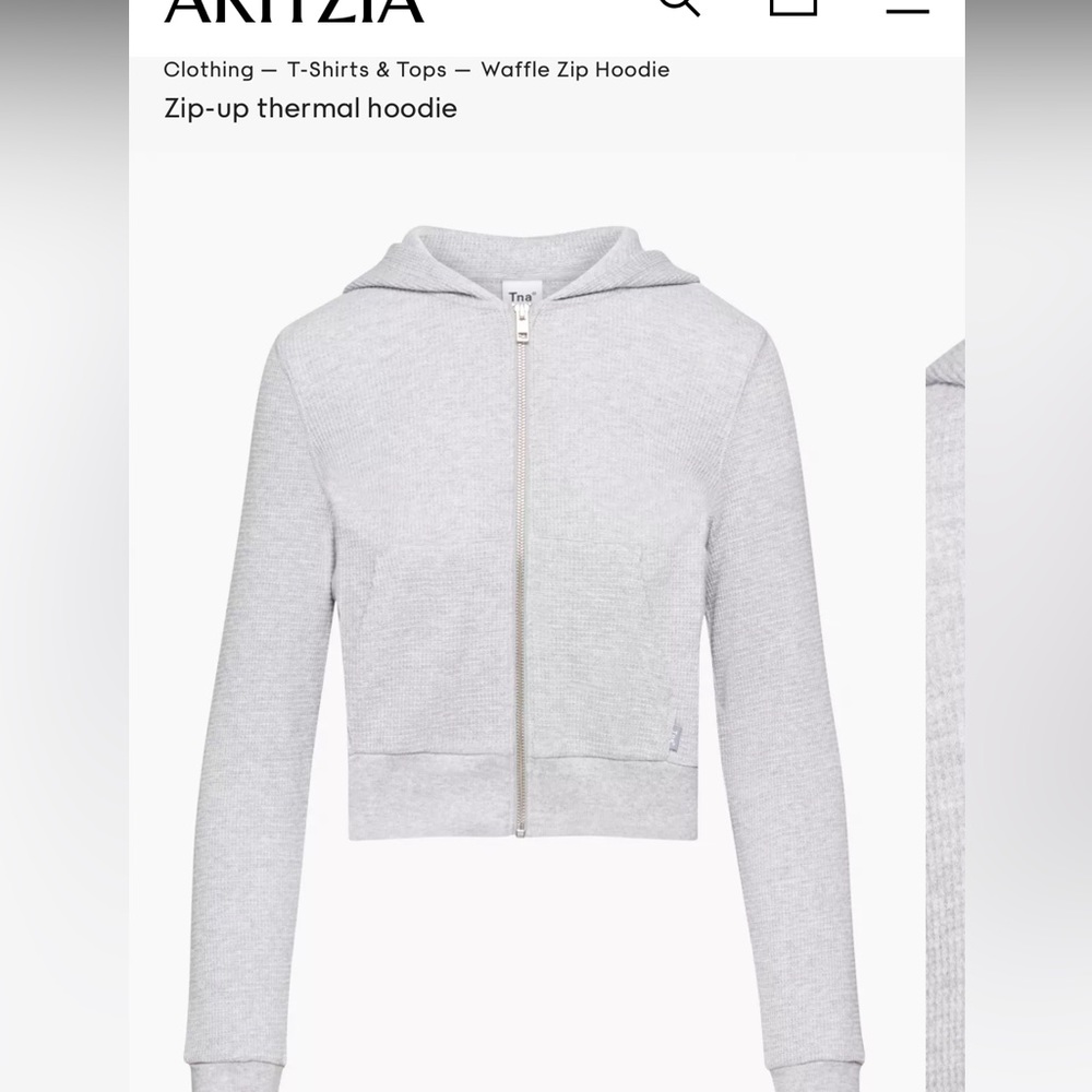 TNA Waffle Zip Hoodie in Heather Chrome (Zip-Up Thermal Hoodie) - Aritzia - Picture 1 of 11